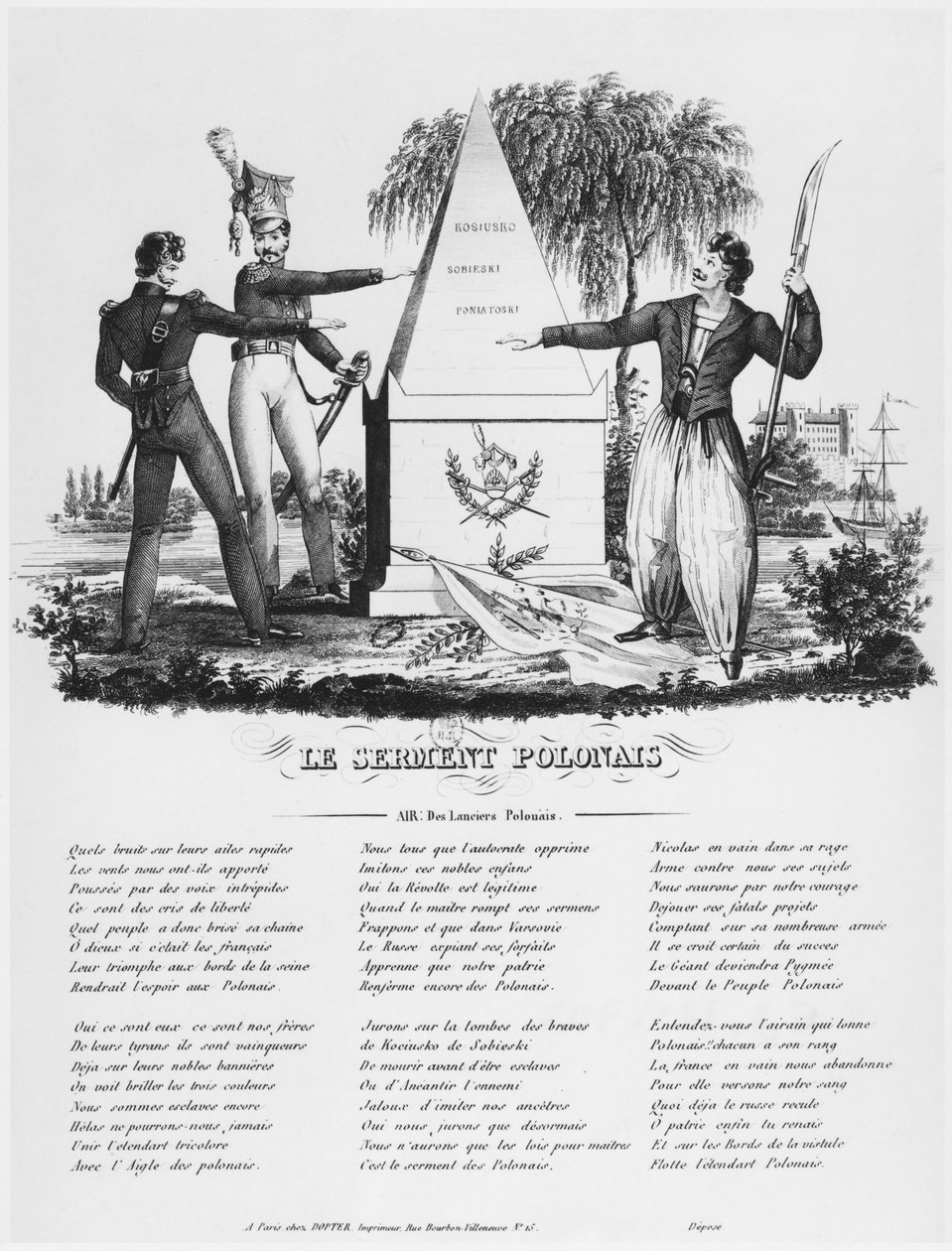 Den polska eden, de polska lansarnas sång, c.1830 av French School