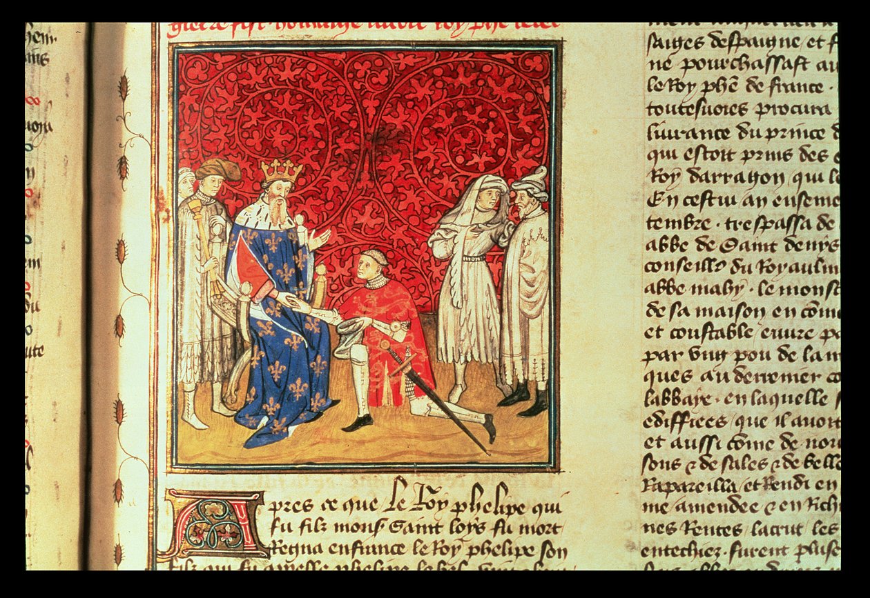 Prinsen av Wales (Henry V 1387-1422) hyllar kung Karl VI (1368-1422) av French School