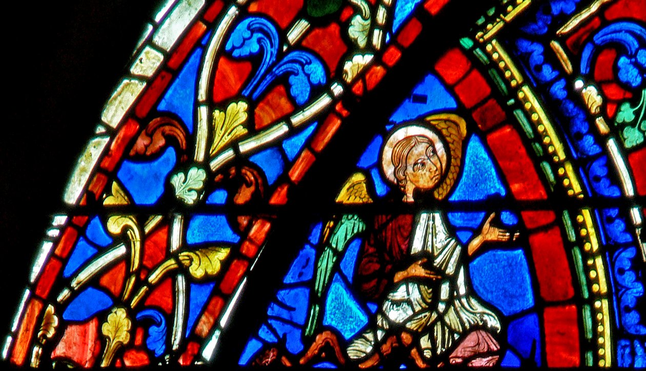 The Prodigal Son-fönstret: en ängel (w35) av French School