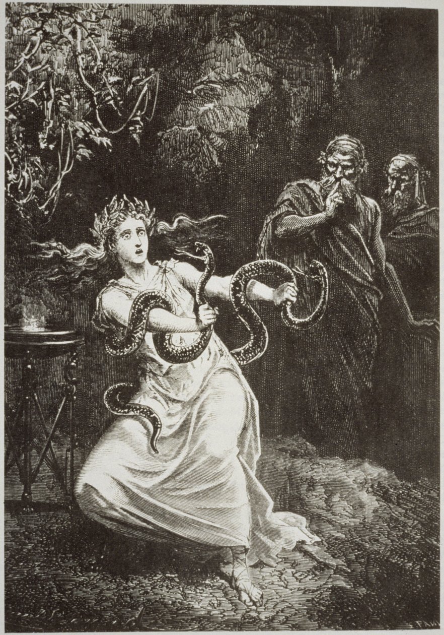 The Pythia, från LHistoire de la Magie av Paul Christian, illustrerad i History of Magic, publicerad i slutet av 1800-talet av French School