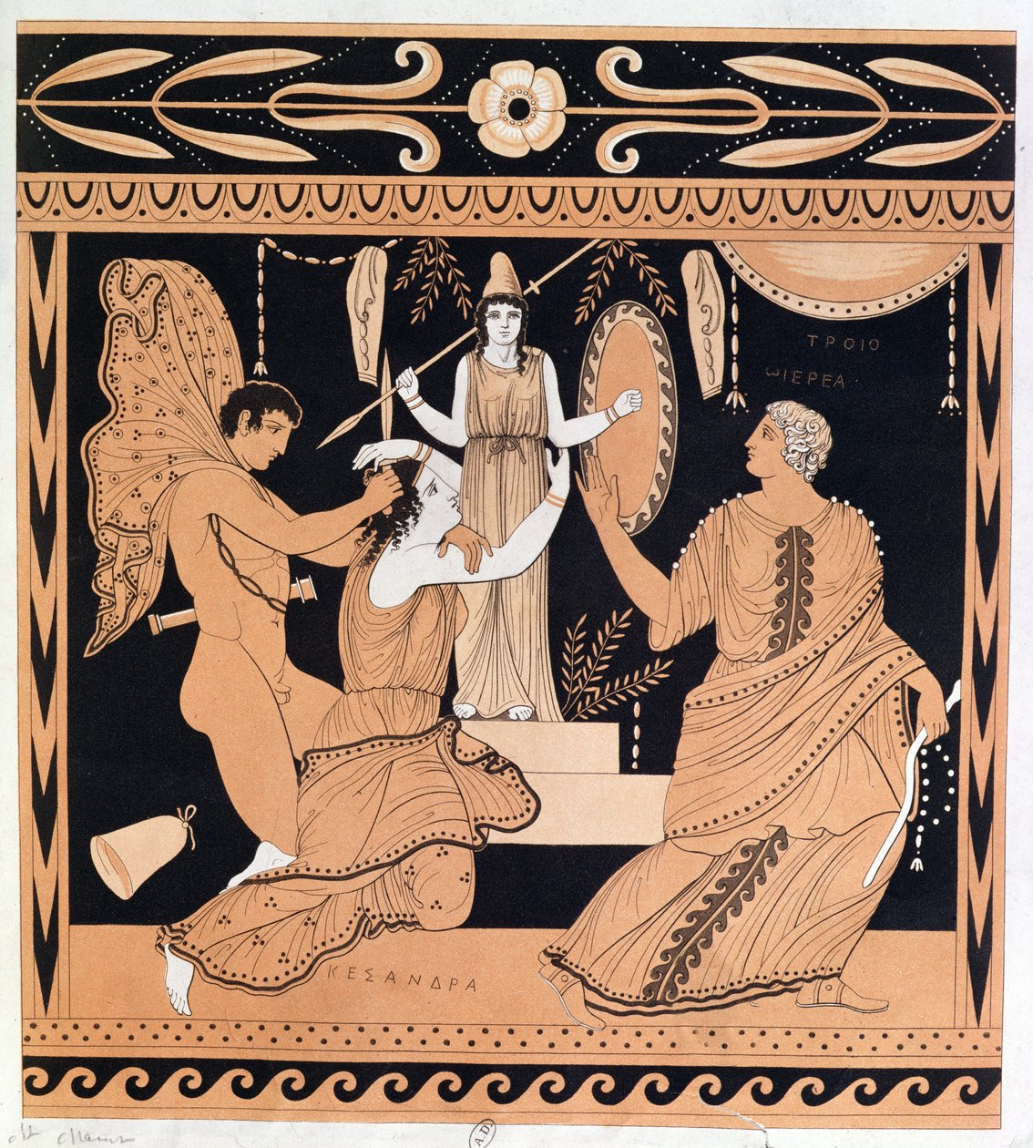 The Rape of Cassandra av Ajax, illustration från en antik grekisk vas av French School