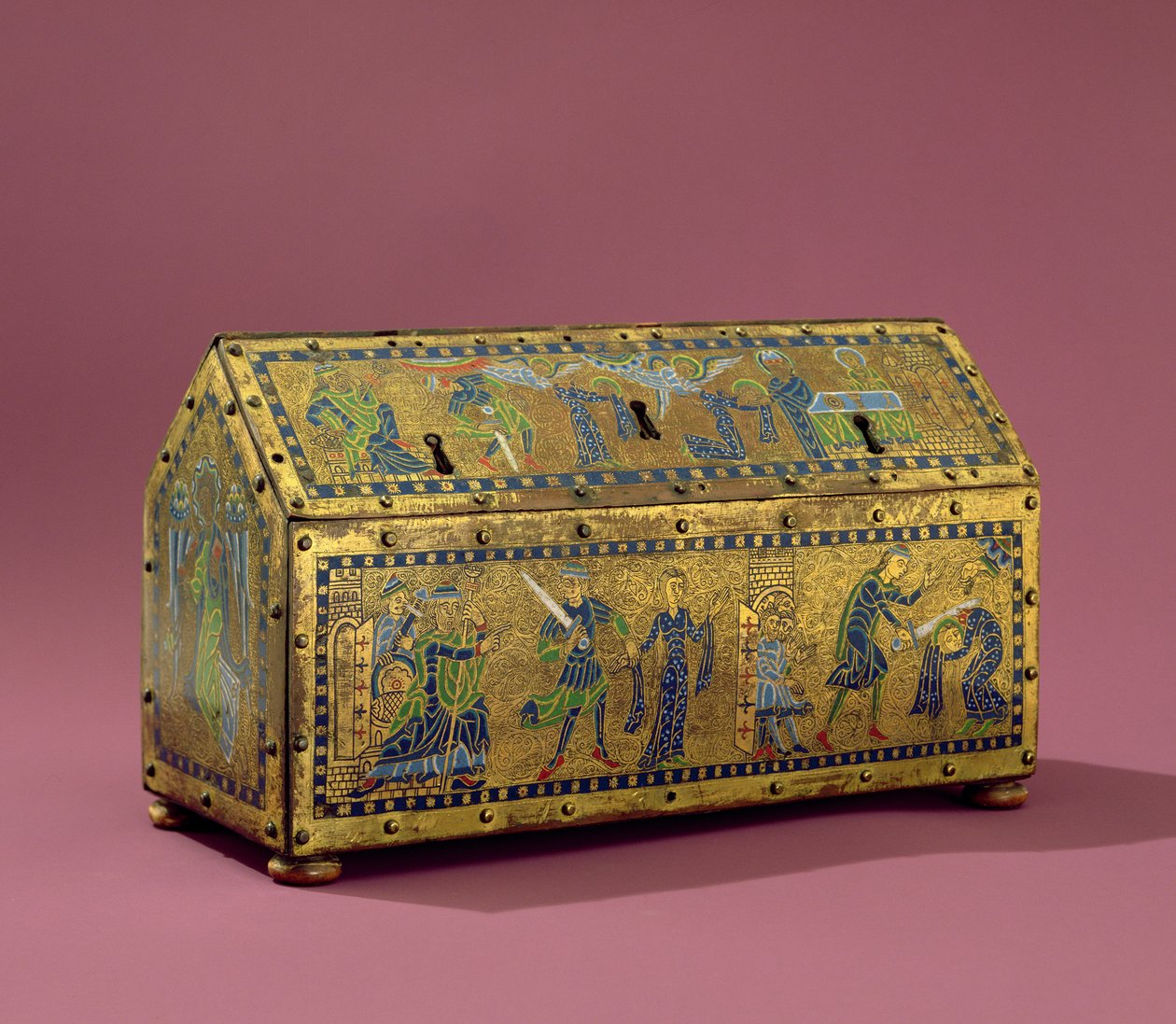 Relikvieren i St. Valerie, Limoges, ca 1170 (koppar och emalj) av French School