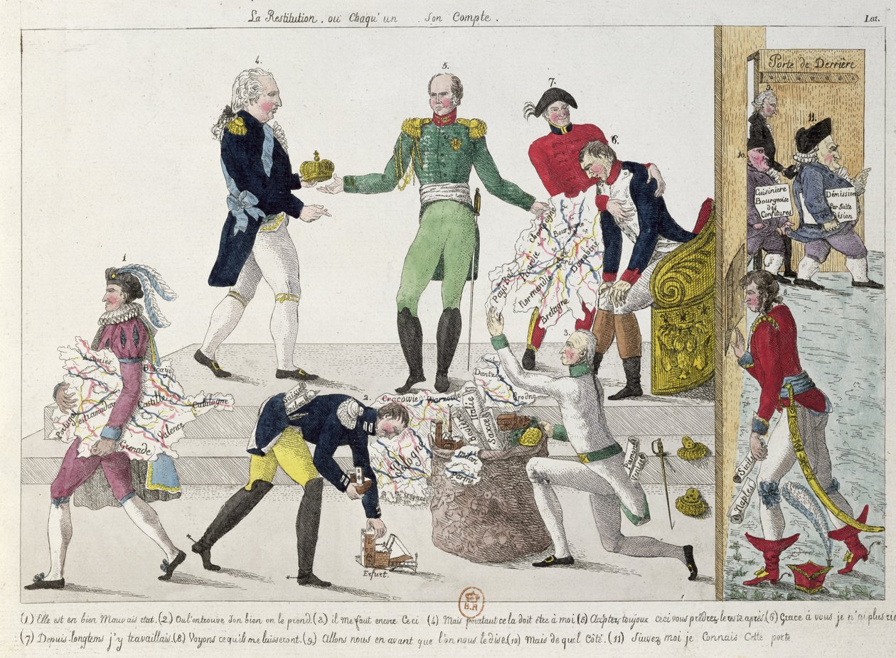 Restaureringen eller det franska imperiet delas upp efter Waterloo, 1815 av French School