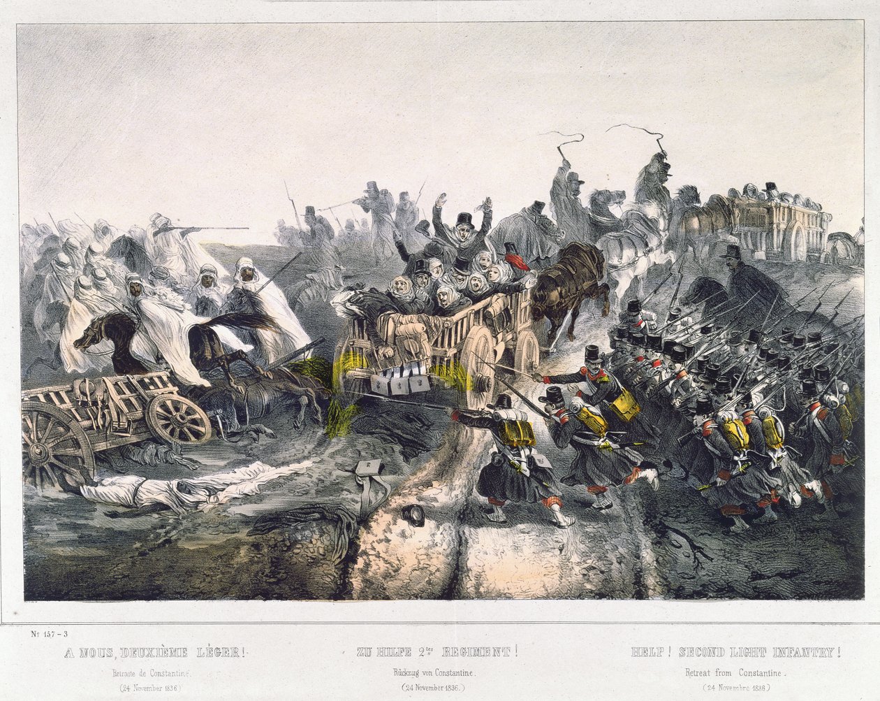 Fransmännens reträtt från Konstantin den 24 november 1836 av French School