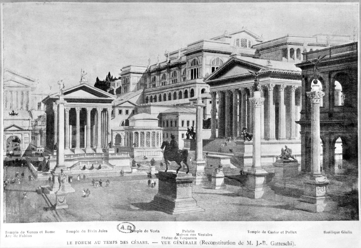 Forum Romanum av antiken, rekonstruktion av Giambattista Gatteschi av French School