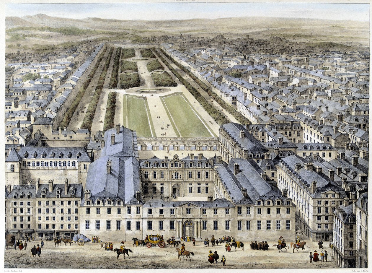 Kungliga slottet 1679, sett från St Honoré Street - litografi av French School