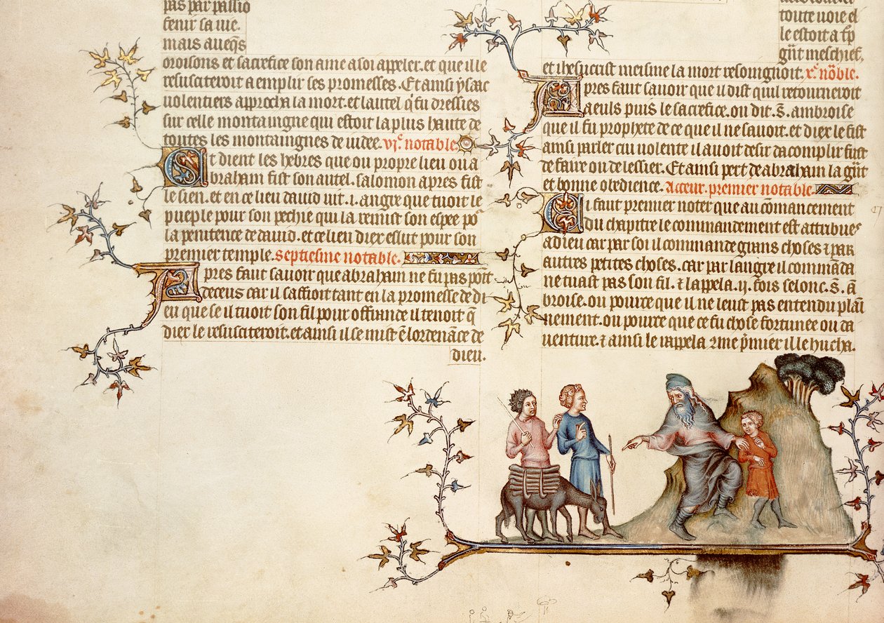 The Sacrifice of Isaac, från The Bible of Jean de Sy, c.1355 av French School