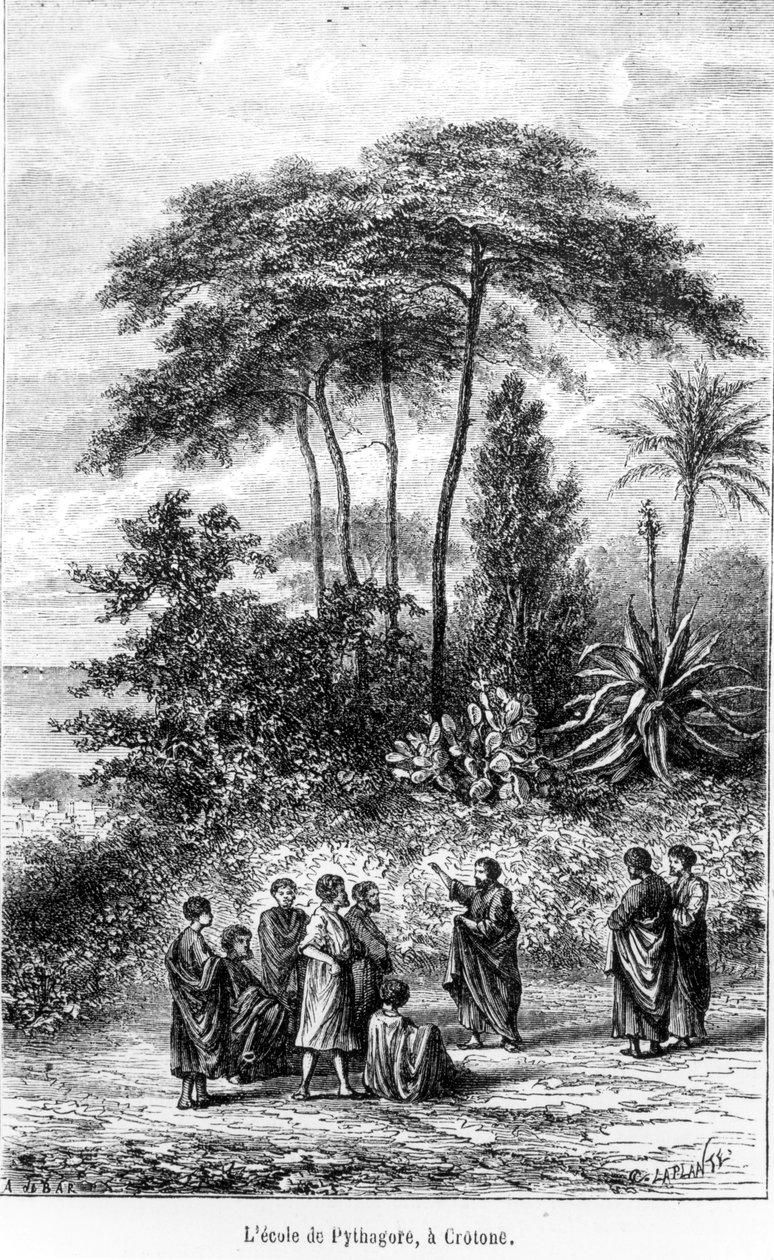The School of Pythagoras (c.580-500 BC) från Le Monde Illustre, 1865 av French School