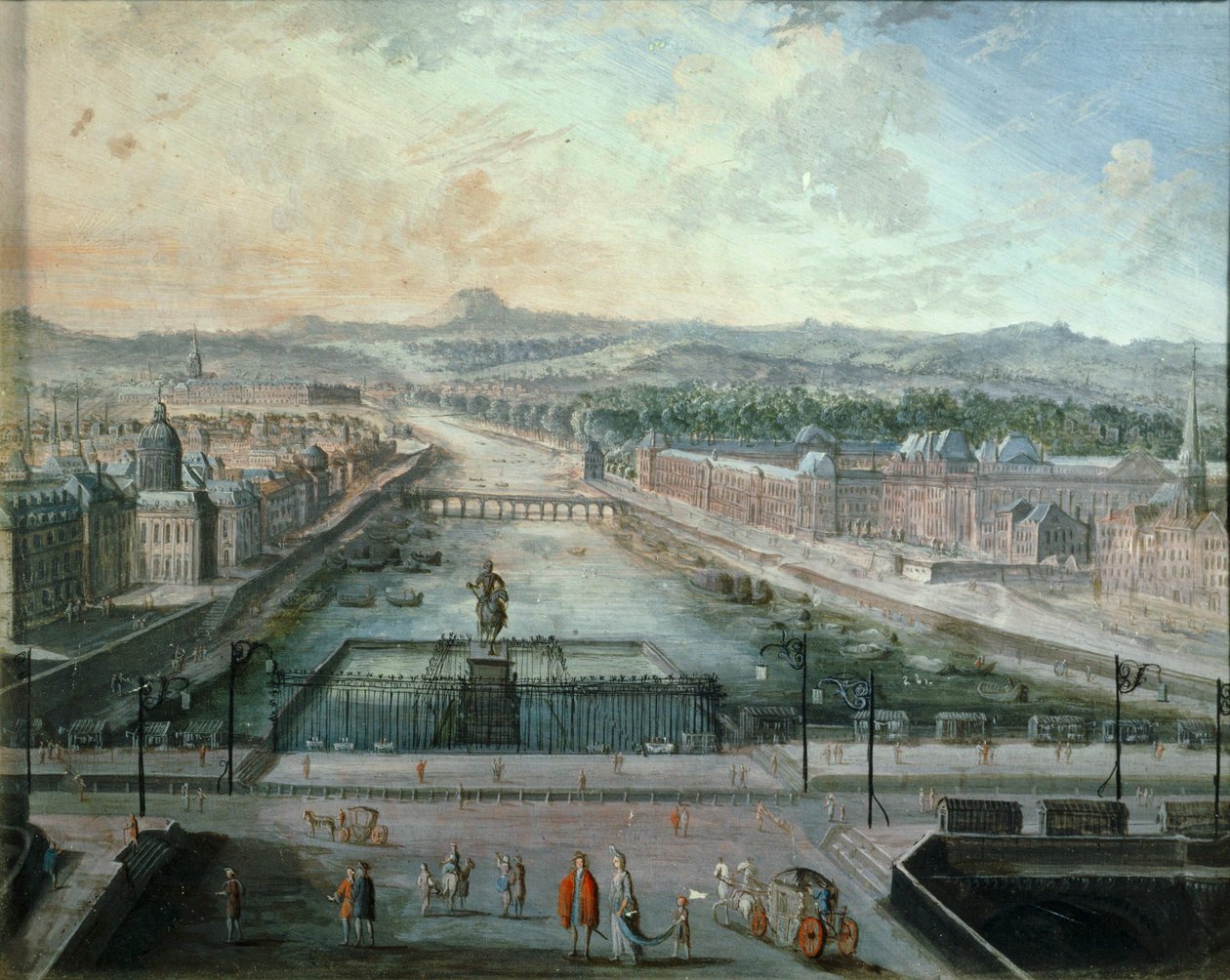 Seinefloden sedd från Place Dauphine ... (målning på duk) av French School