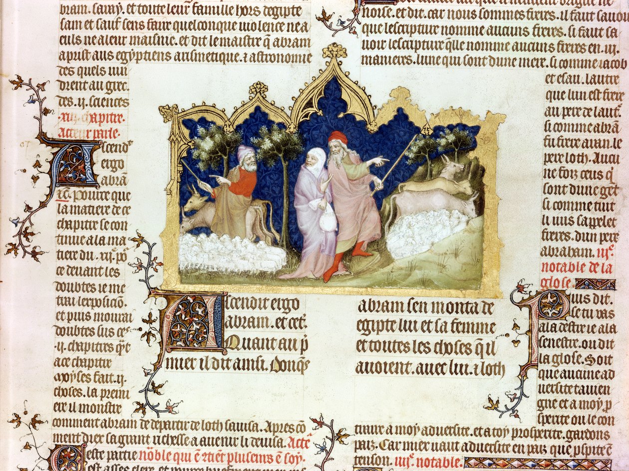Separationen mellan Abraham och Lot, från The Bible of Jean de Sy, c.1355 av French School