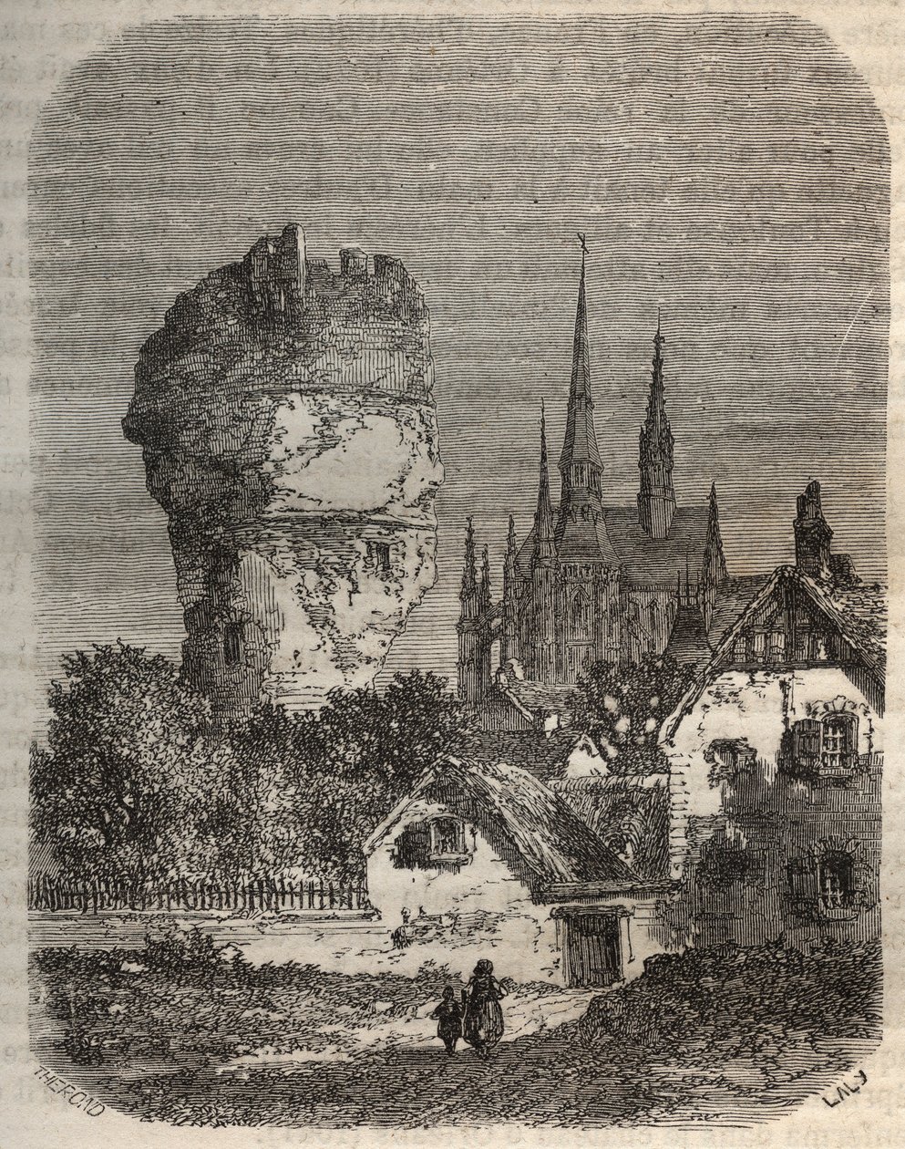 The Shoulder of Gallardon - feodale torn, med anor från 1100-talet - gravyr i "Histoire de France" av Victor Duruy (1811-1894) - 1882 av French School