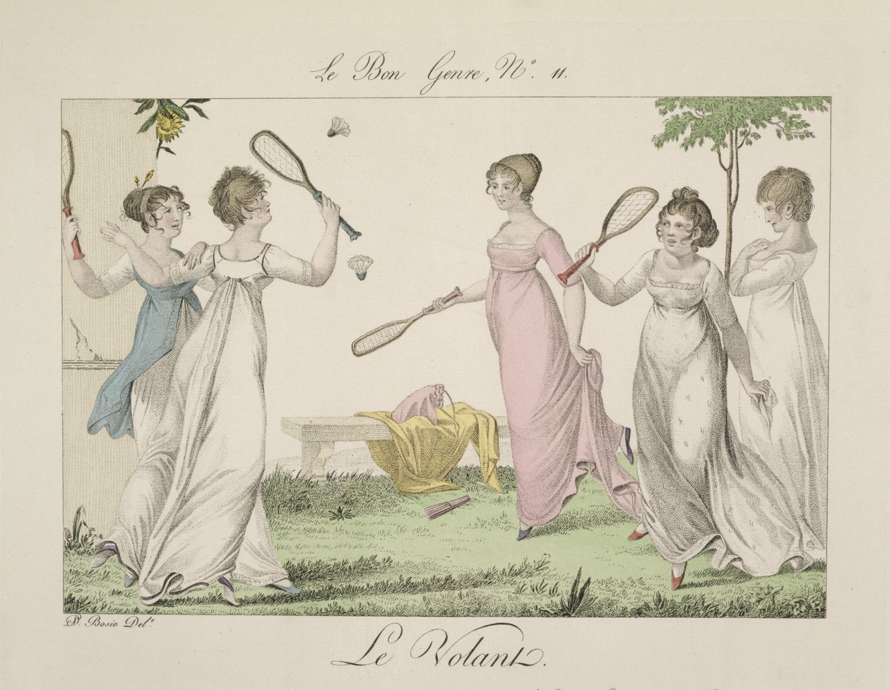 The Shuttlecock, skylt 11 från Le Bon Genre, 1802 av French School