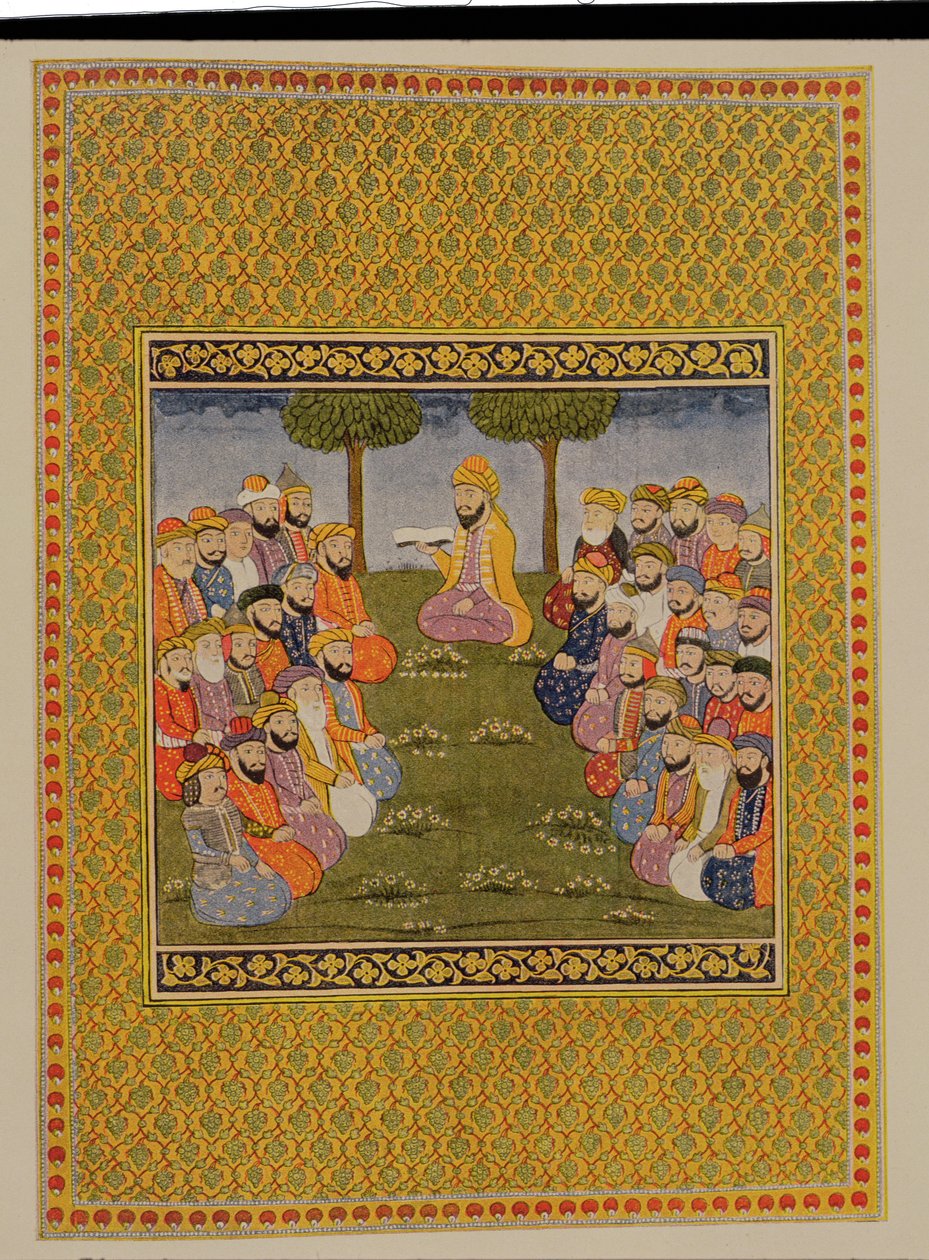 Kunskapens och historiens takfönster, illustration för The Arabian Nights, 1895 (färggravyr) av French School
