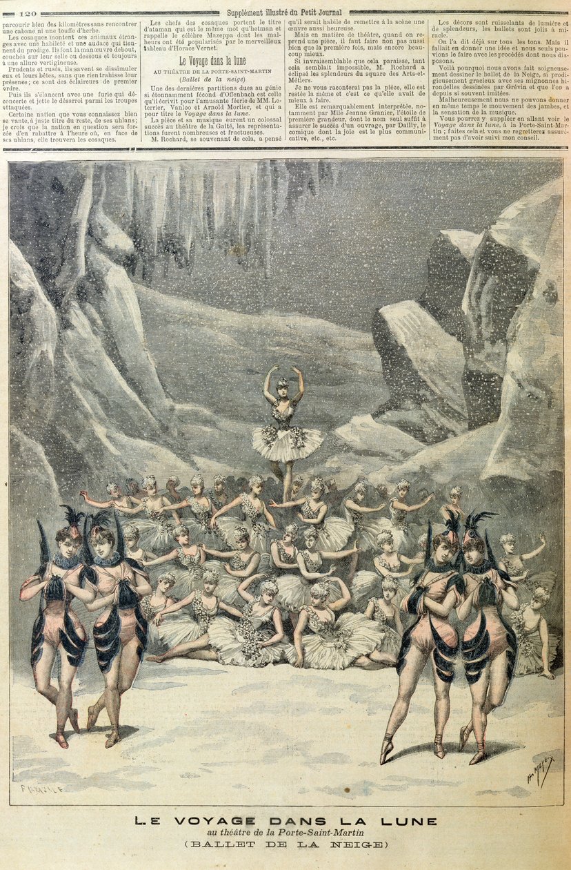 Snöbaletten, från Voyage dans la Lune av Jacques Offenbach (1819-90) från Le Petit Journal, 16 april 1892 av French School