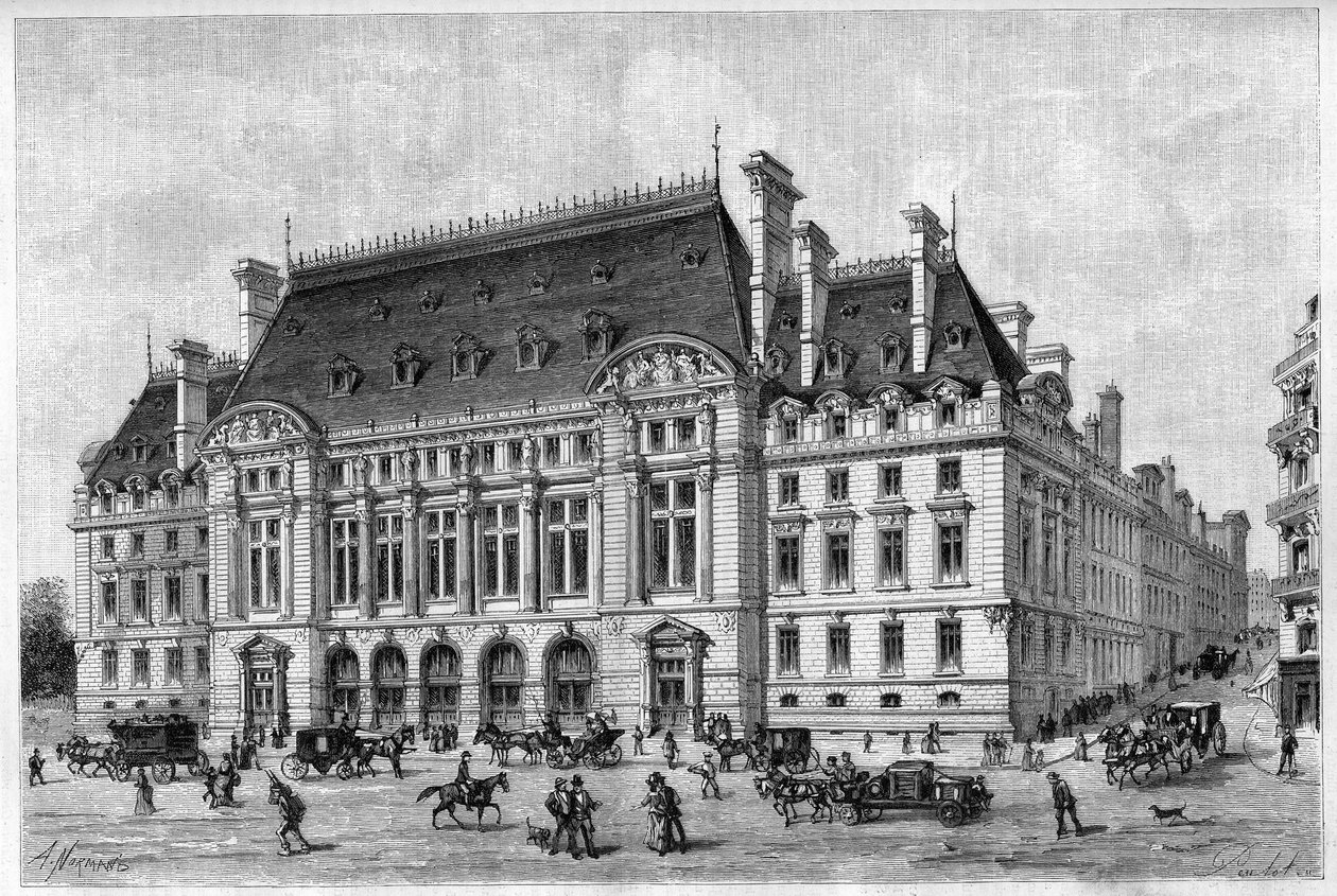 Sorbonne renoverades 1887, från rue des Ecoles. av French School