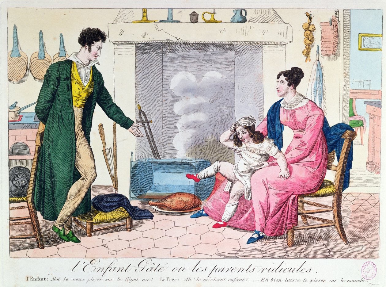 Det bortskämda barnet eller de löjliga föräldrarna, tidigt 1800-tal av French School