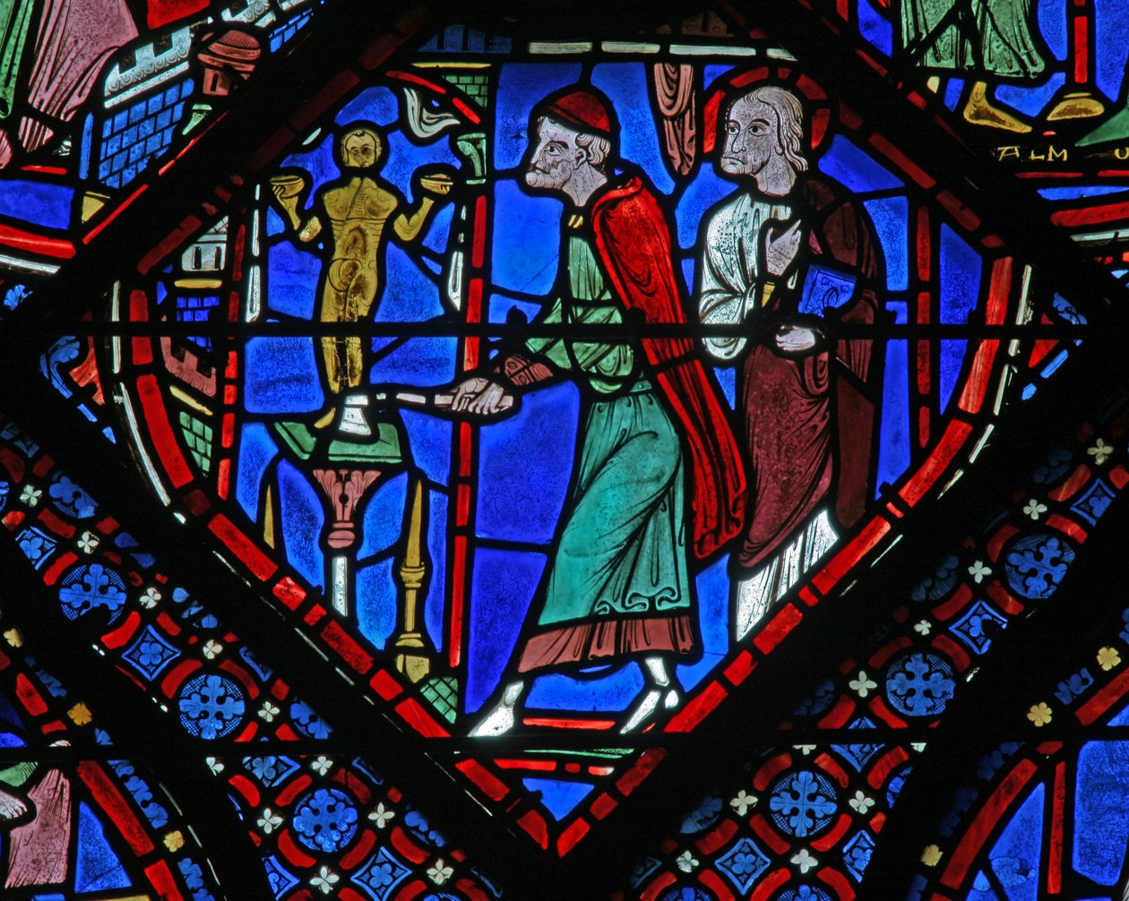 St James Window: Almogenes (Hermogines) förstör idolen (w5) av French School