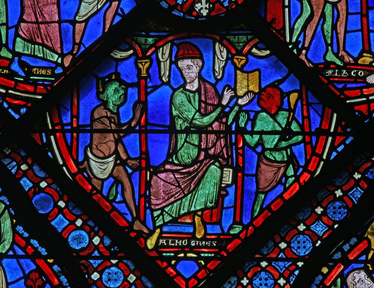 The St James Window: Almogines (Hermogines) reser upp demoner (w5) av French School
