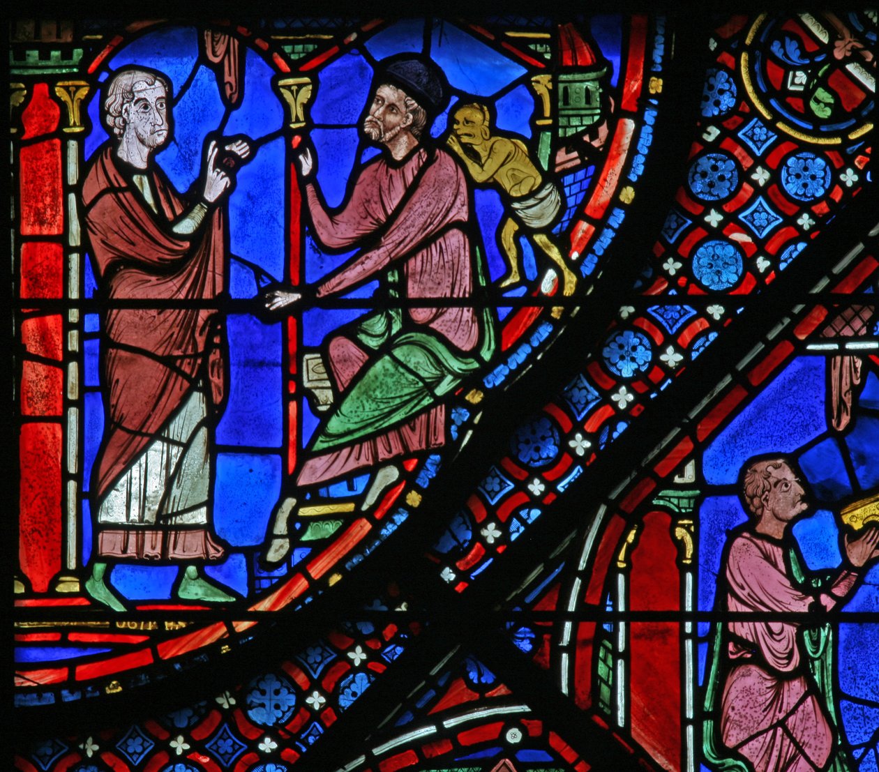The St James Window: Filetus berättar för Almoniges (Hermoniges) om sin omvändelse (w5) av French School