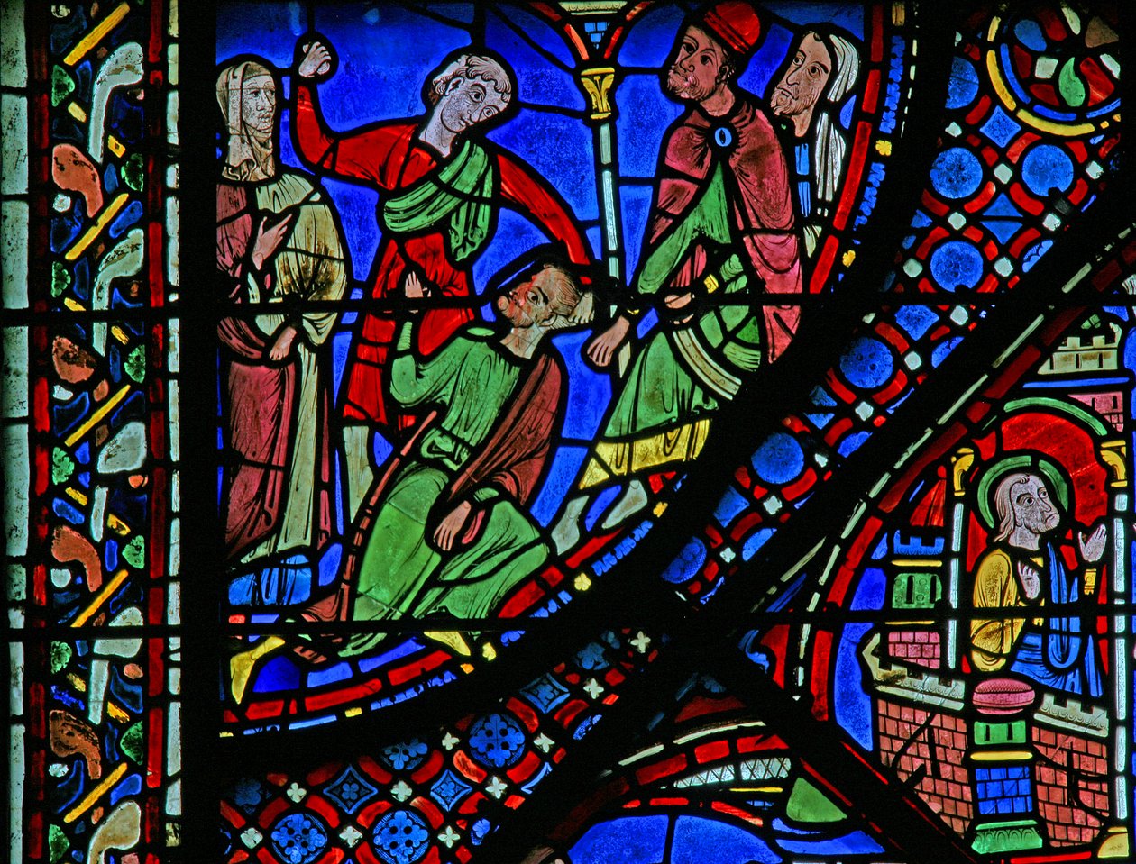 St James Window: Josias är slagen (w5) av French School