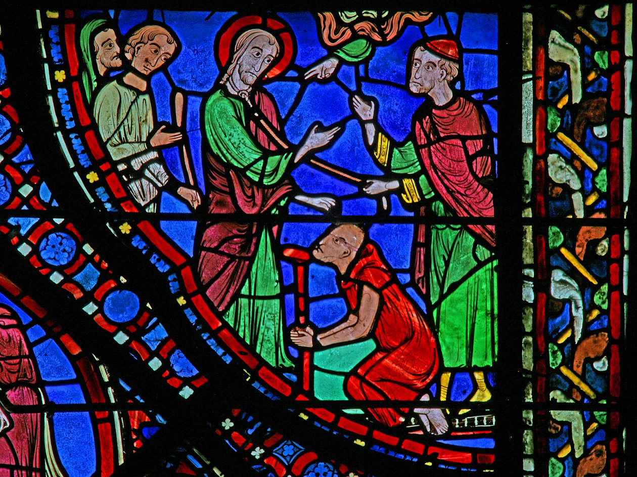St James Window: helar en förlamad person (w5) av French School