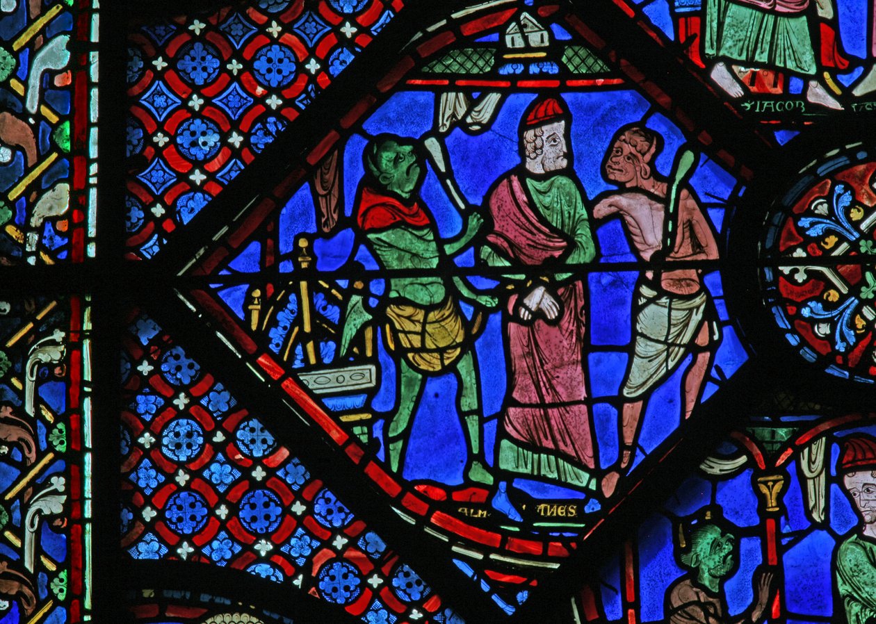 St James Window: demonerna binder Almogenes (Hermogines) (w5) av French School