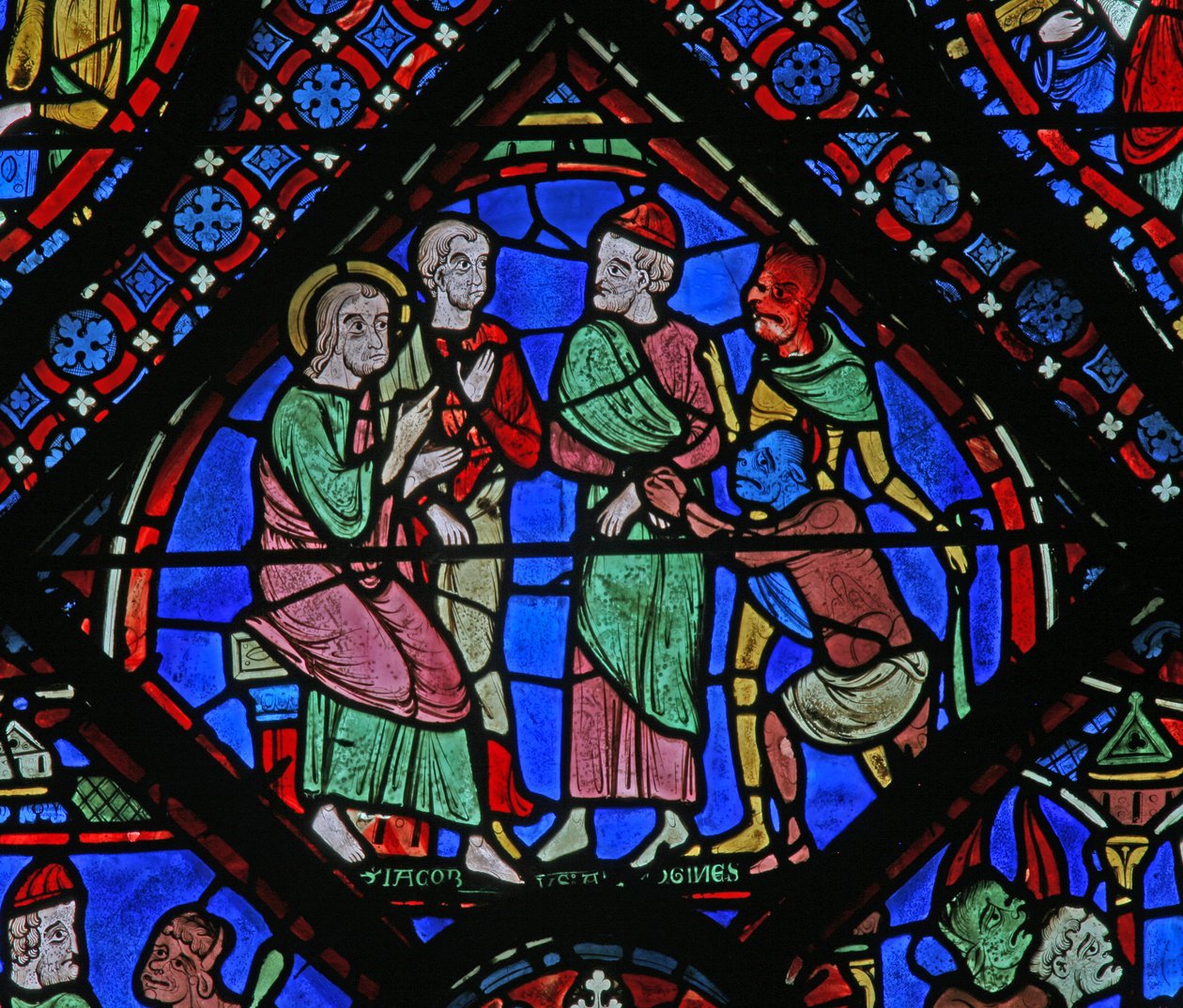 The St James Window: med Almongenes (Hermogines), Filetus och demoner (w5) av French School
