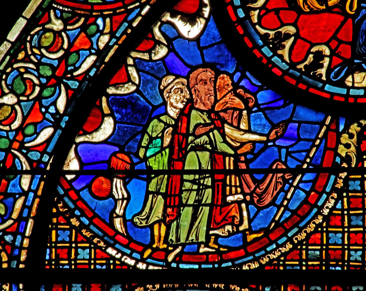 St Lubin-fönstret: exorciserar ett hus nära Chartres. (w45) av French School