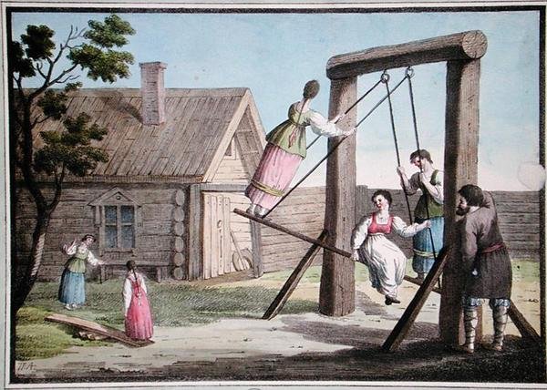 Gungan i Ryssland, tidigt 19:e (färggravyr) av French School