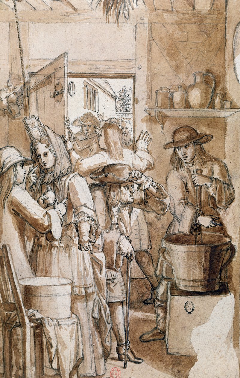 Theriac Seller (wc på papper) av French School