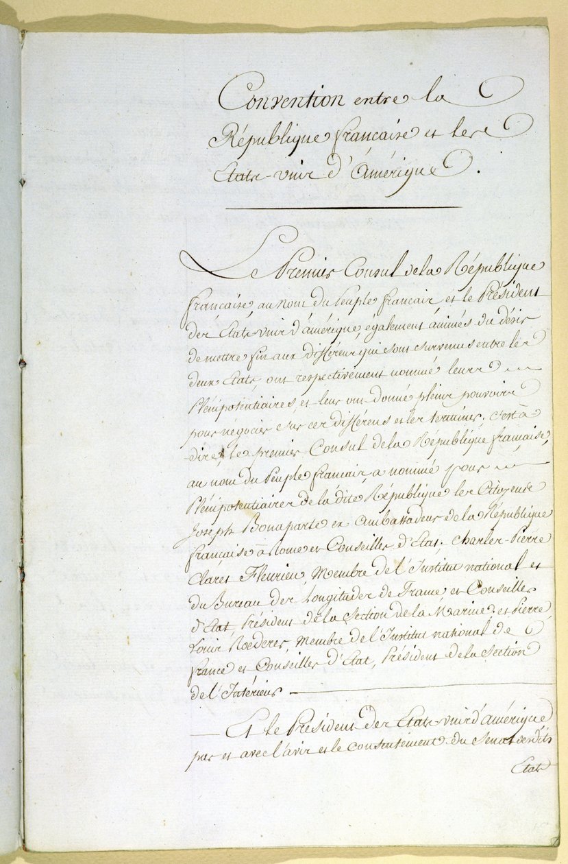 Mortefontainefördraget den 30 september 1800 av French School