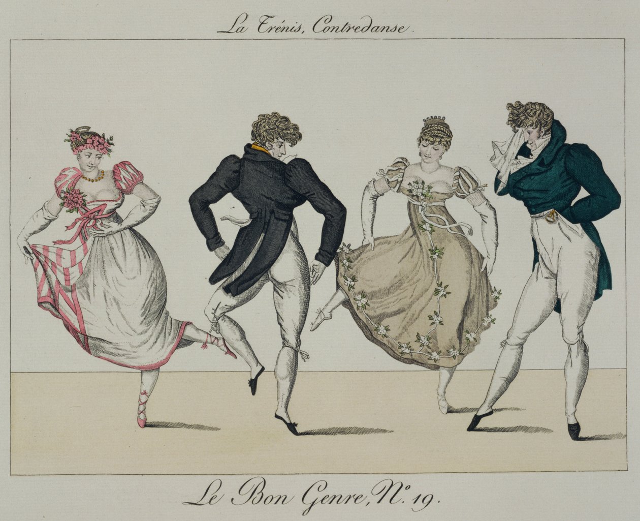 Trenis Quadrille, tallrik 19 från Le Bon Genre, 1805 av French School