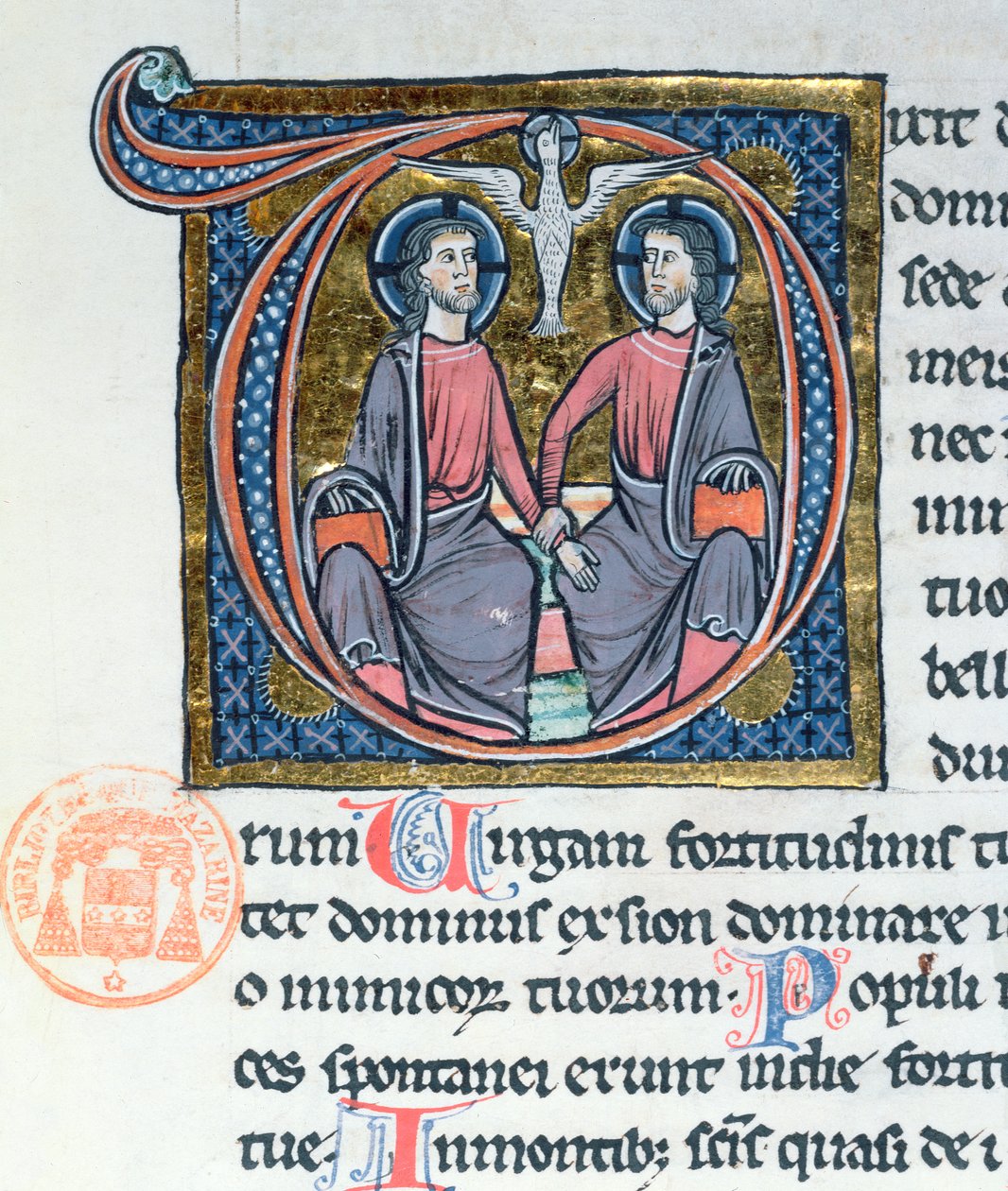 Treenigheten, upplyst initial från en latinsk bibel av French School