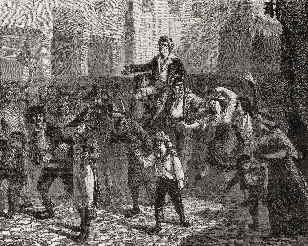 Marats triumf, 24 april 1793, från "Histoire de la Revolution Francaise" av Louis Blanc (1811-82) av French School