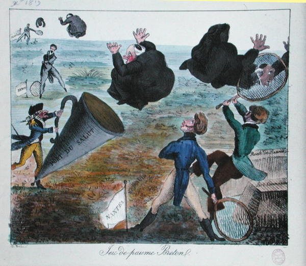 Missionärernas ovälkomna mottagande i Bretagne, december 1819 (gravyr) av French School