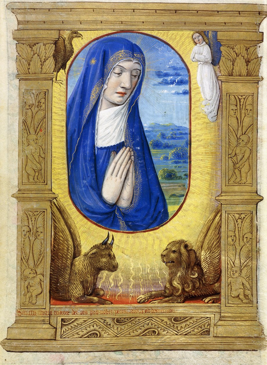 The Virgin Praying, c.1500 (färg och bläck på veläng) av French School