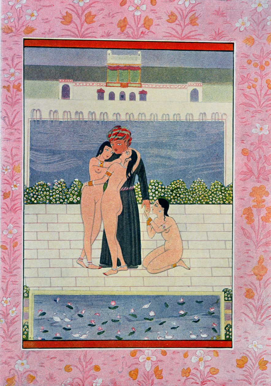 Hassan Badreddines bröllop, illustration från Arabian Nights, 1895 (färgstick) av French School