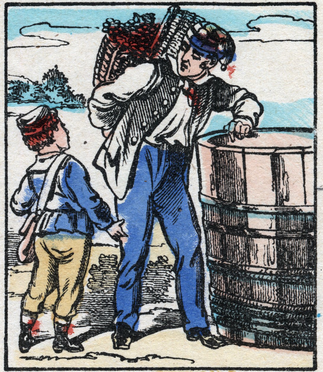 Vinmakaren. Gravyr i "" La chanson des metier"". Epinal avbildning, sent 1800-tal. Privat samling av French School