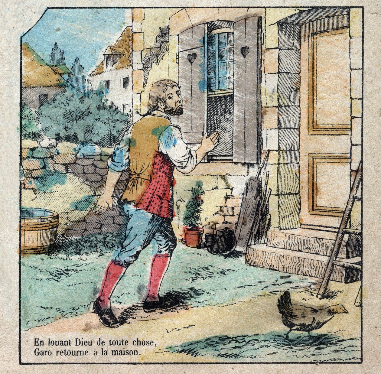 Ekollonen och pumpan. Fabler av Jean de La Fontaine (1621-95). Avbildning av Epinal från slutet av 1800-talet. av French School