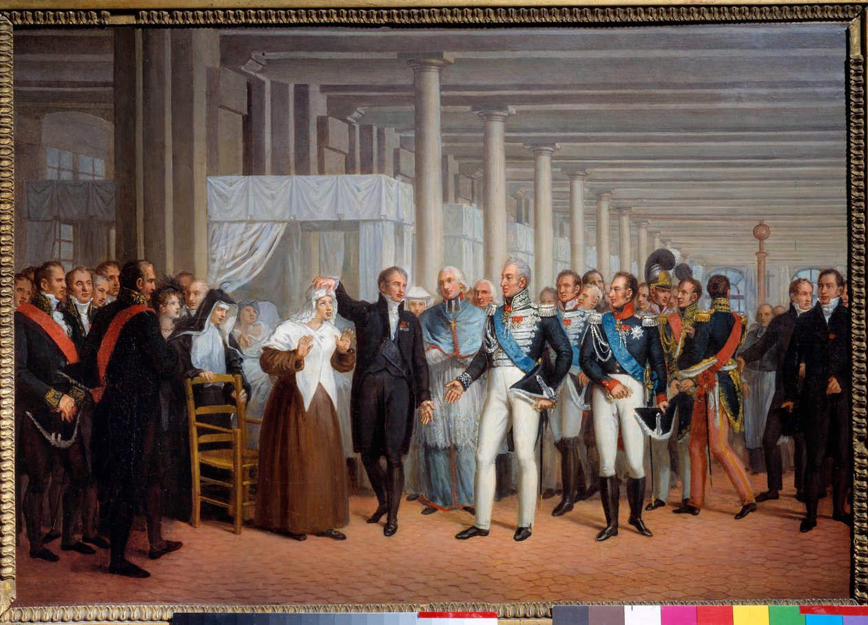 Anatomen och kirurgen baron Guillaume Dupuytren (1777-1835) på Hotel Dieu presenterar en ögonoperé för kung Charles X Målning, fransk skola 1800-talet, 375 x 540 cm Paris, karnevalsmuseum av French School