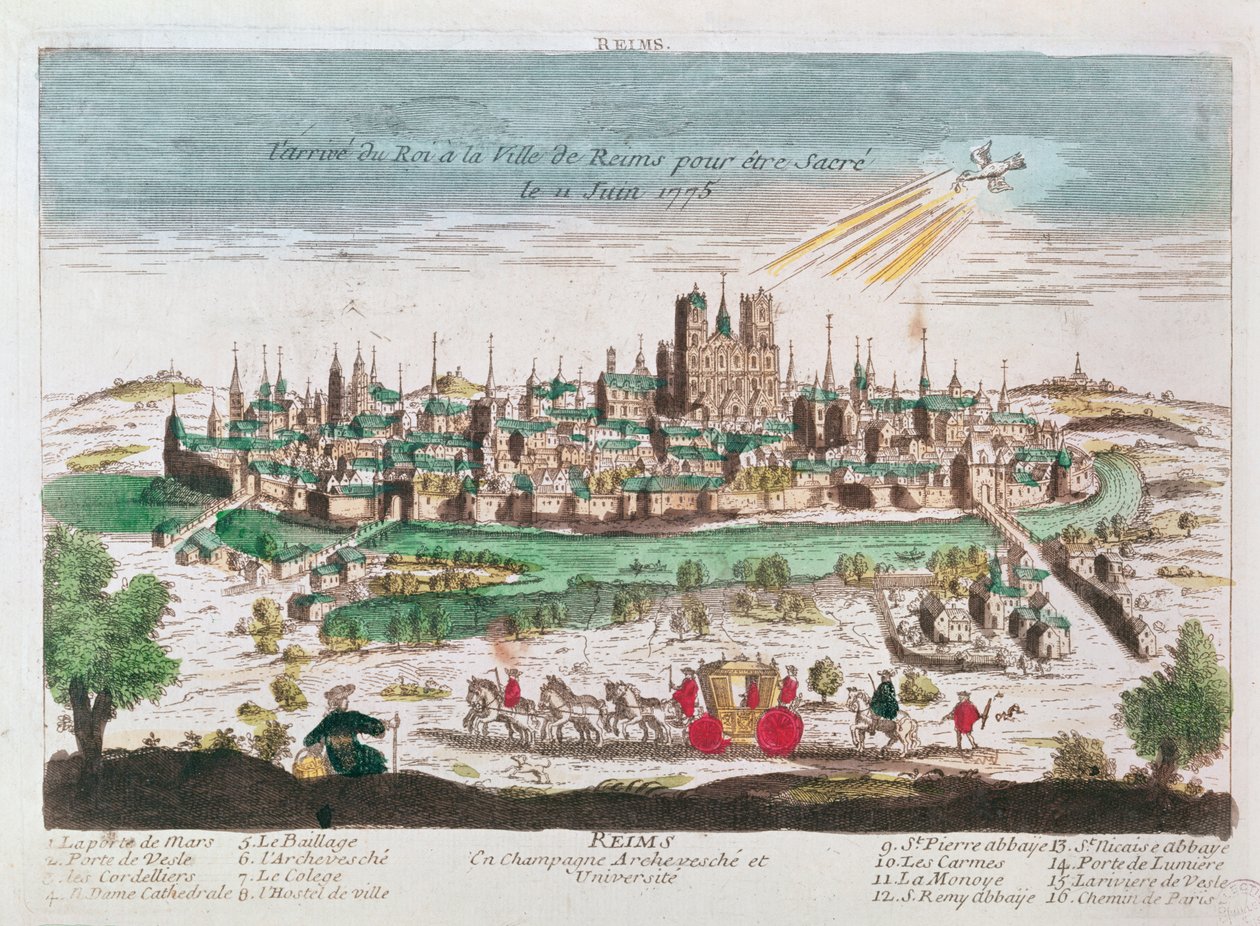 Ludvig XVI:s ankomst till Reims för hans kröning den 11 juni 1775 av French School