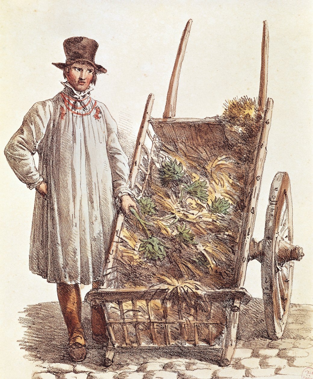 Kronärtskockans säljare, tryck, Frankrike av French School