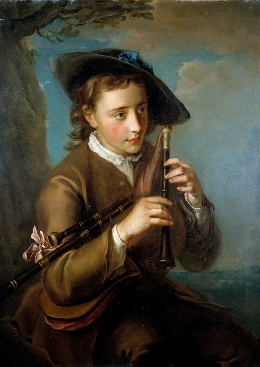 Säckpipsspelaren Painting of the French School. 1700-talet av French School