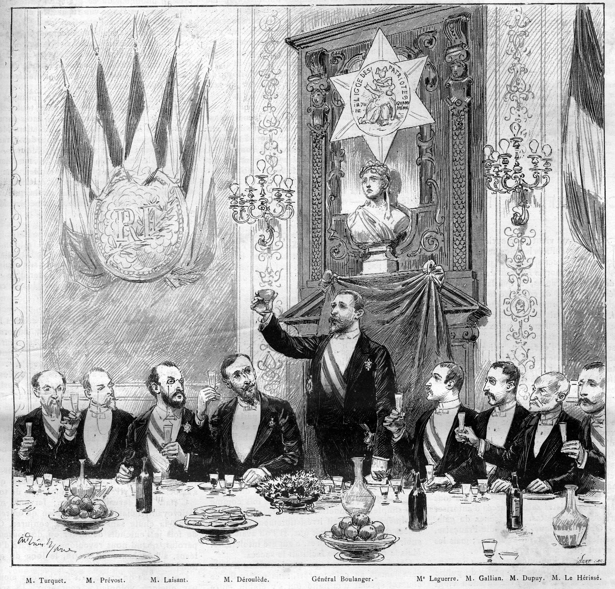 Banketten som bjöds av League of Patriotes till General Boulanger den 25 november av French School