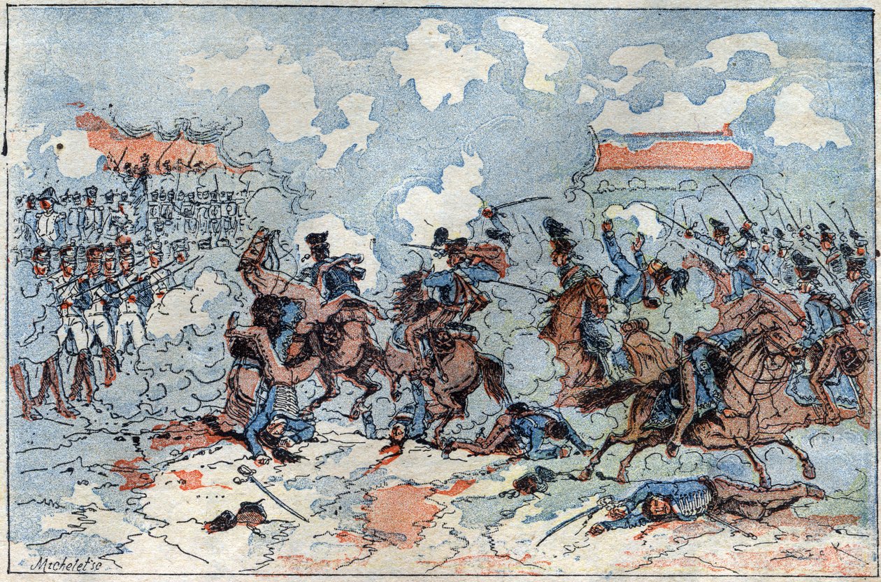 Slaget vid Auerstaedt mellan den preussiska armén och den franska armén ledd av Louis Nicolas (Louis-Nicolas) d