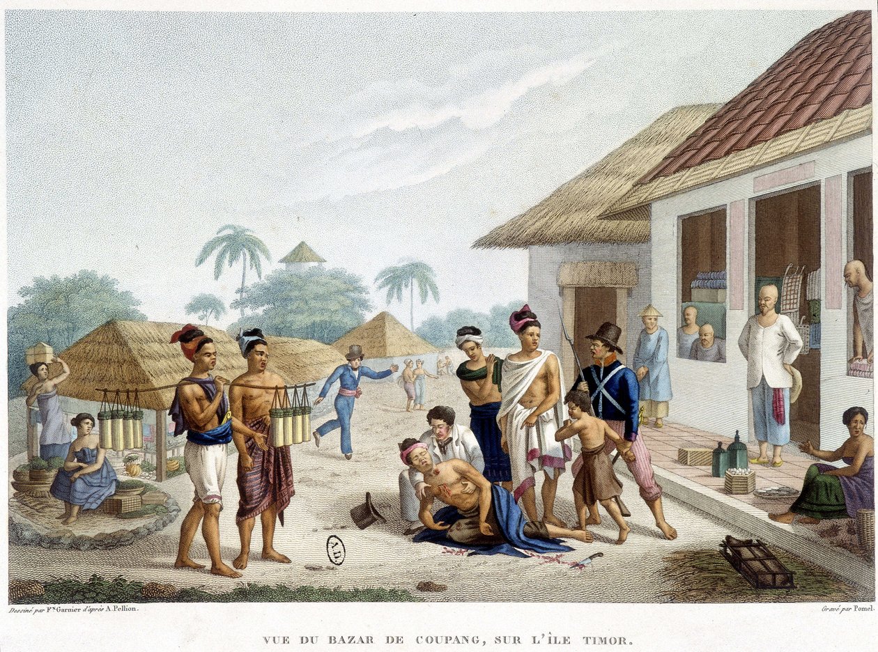 Basaren i Coupang, ön Timor. av French School