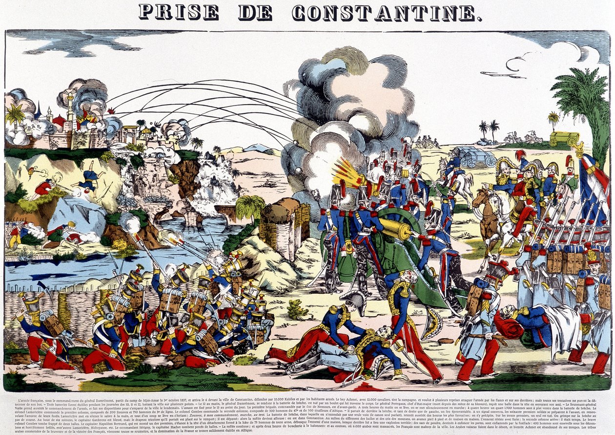 Tillfångatagandet av Konstantin 1837 - bild av Epinal, sent 1800-tal av French School