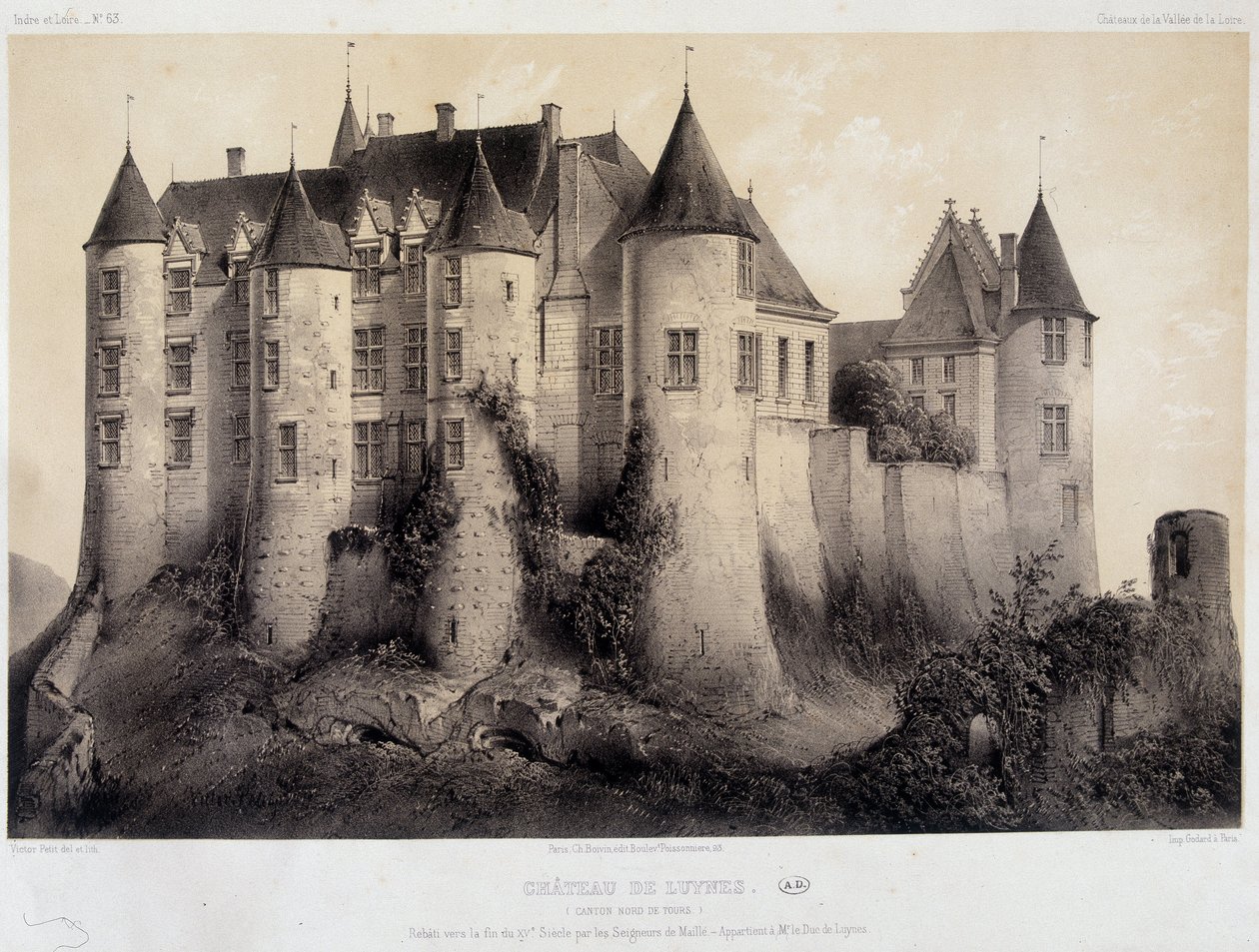 Slottet Luynes - Litografi av French School