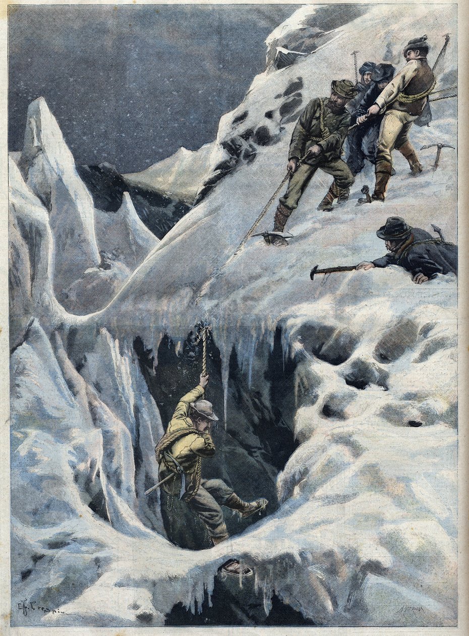 Katastrofen på Mont Blanc (Mont Blanc): resenärers och deras guiders död under deras expedition, i "Le Petit Parisien" av French School