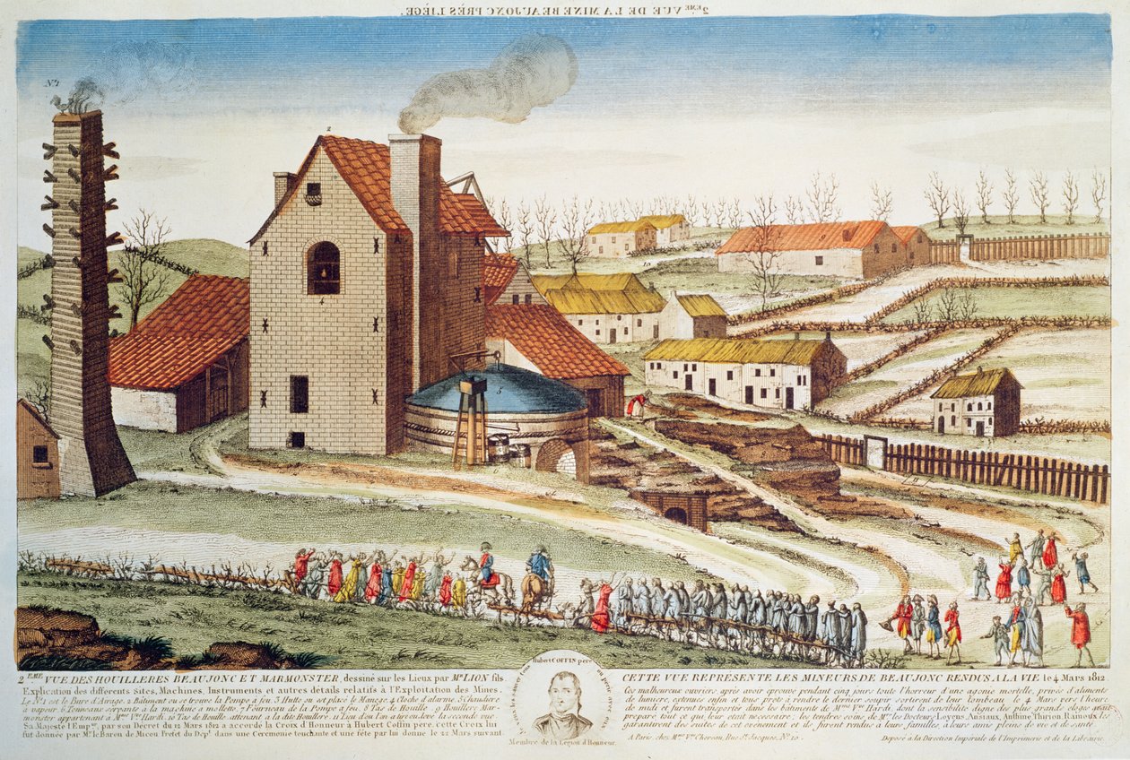Katastrofen i Beaujonc-kolgruvan nära Liège, 1812 av French School